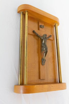 French Art Deco Style Crucifix with Brass Columns, 1950s-RIU-705989