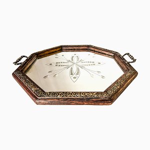 French Art Deco Tray in Beveled Mirror, 1940-UR-1801513