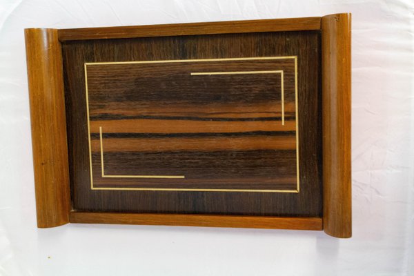 French Art Deco Tray in Inlaid Lemon Wood, 1930s-RIU-694413