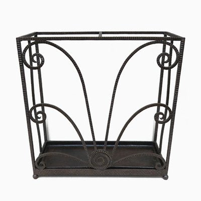 French Art Deco Umbrella Stand in Wrought Iron in the style of Edgar Brandt-EY-980475