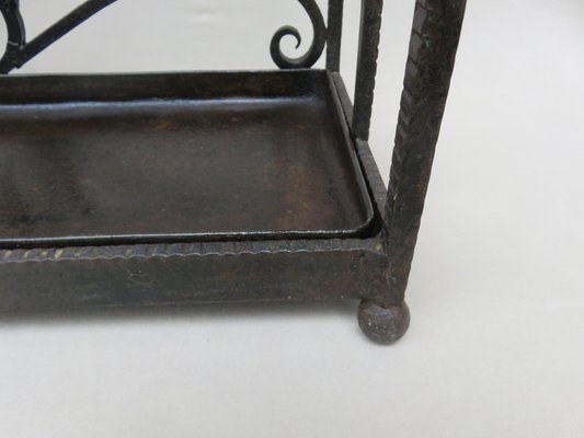 French Art Deco Umbrella Stand in Wrought Iron in the style of Edgar Brandt-EY-980475