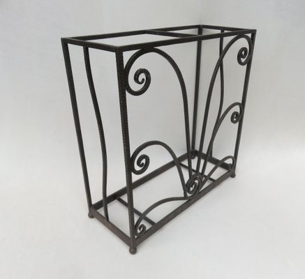 French Art Deco Umbrella Stand in Wrought Iron in the style of Edgar Brandt-EY-980475