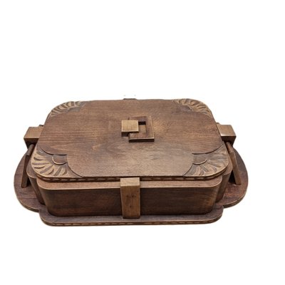 French Art Deco Wooden Storage Box with Lid, 1920s-VHW-2035815