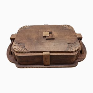 French Art Deco Wooden Storage Box with Lid, 1920s-VHW-2035815