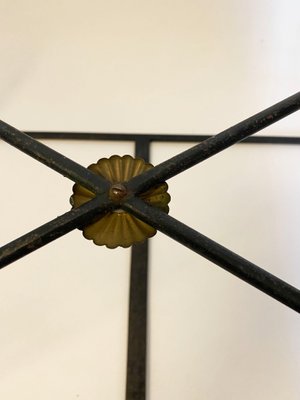 French Art Deco Wrought Iron & Brass Side Table with Arrows in the Style of André Arbus, 1940s-KWZ-906212