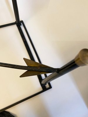 French Art Deco Wrought Iron & Brass Side Table with Arrows in the Style of André Arbus, 1940s-KWZ-906212