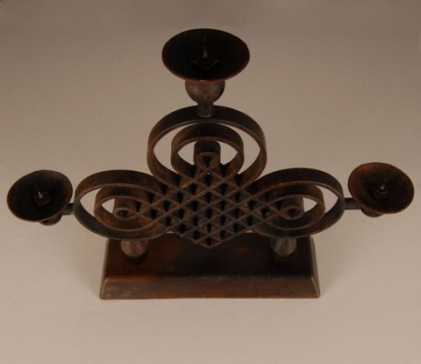 French Art Deco Wrought Iron Candleholder by Gilbert Poillerat, 1940s-GOE-890739