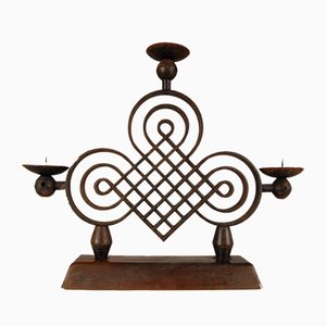 French Art Deco Wrought Iron Candleholder by Gilbert Poillerat, 1940s-GOE-890739