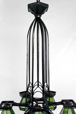 French Art Deco Wrought Iron Hanging Light, 1920-XNH-1804503