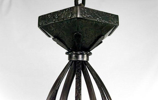 French Art Deco Wrought Iron Hanging Light, 1920-XNH-1804503