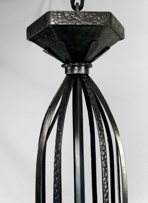 French Art Deco Wrought Iron Hanging Light, 1920-XNH-1804503