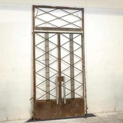 French Art Deco Wrought Iron House Door, 1930-VJZ-903461