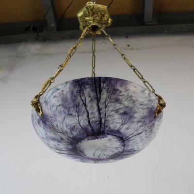 French Art Nouveau Enameled Ceiling Lamp-NE-1193983