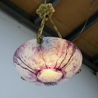 French Art Nouveau Enameled Ceiling Lamp-NE-1193983