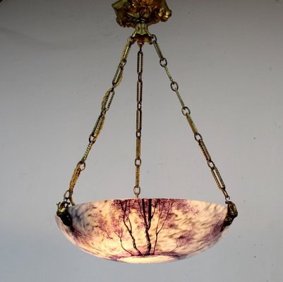 French Art Nouveau Enameled Ceiling Lamp-NE-1193983