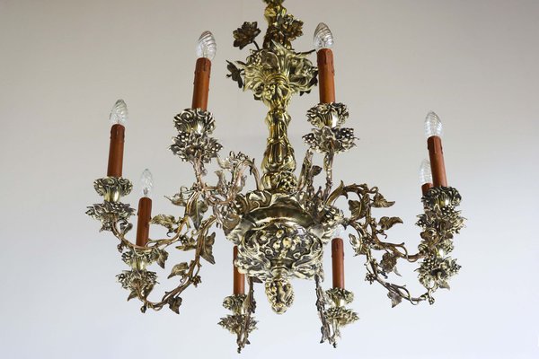 French Art Nouveau Hammered Brass Chandelier, 1890s-WIP-2041328