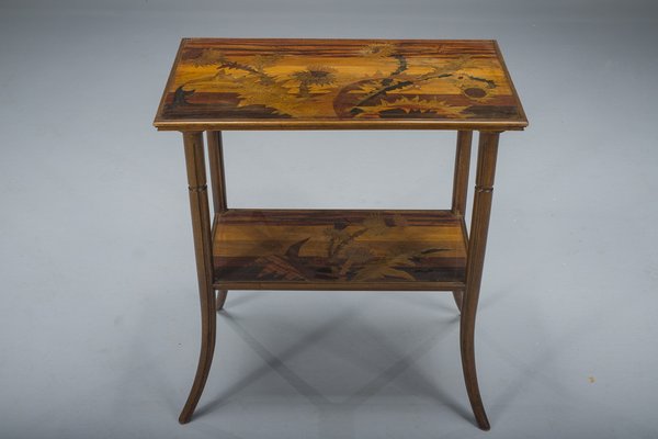 French Art Nouveau Marquetry Table by Emile Galle, 1900s-ZZH-1799049