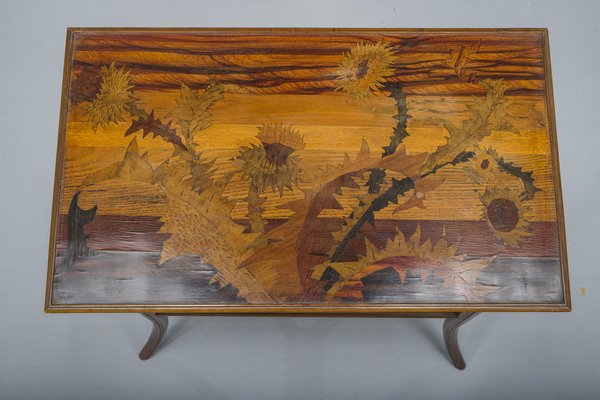 French Art Nouveau Marquetry Table by Emile Galle, 1900s-ZZH-1799049