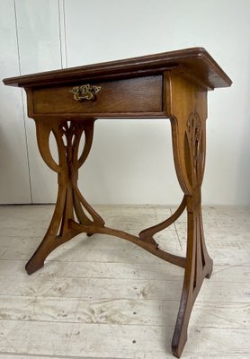 French Art Nouveau Side Table in Oak, 1900-WZZ-1264385