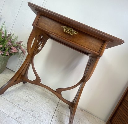 French Art Nouveau Side Table in Oak, 1900-WZZ-1264385