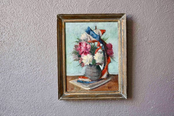 French Artist, Bouquet of Flowers, 1947, Oil on Canvas, Framed-AIU-1756943