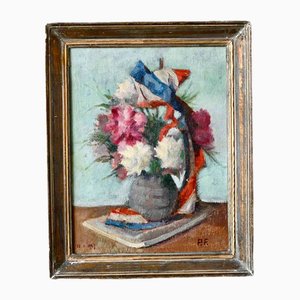 French Artist, Bouquet of Flowers, 1947, Oil on Canvas, Framed-AIU-1756943