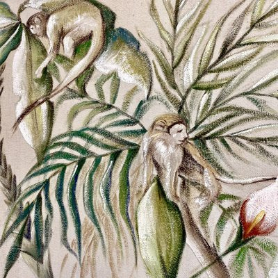 French Artist, Jungle Mural, 1950s, Oil on Canvas-RFP-2033430