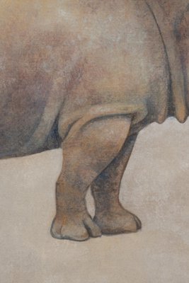 French Artist, Rhinoceros, 20th Century, Canvas Painting-CEJ-1704118