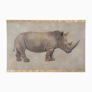 French Artist, Rhinoceros, 20th Century, Canvas Painting-CEJ-1704118