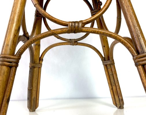 French Bamboo and Rattan Stool, 1950s-WZZ-1220737