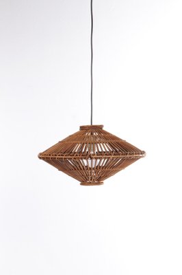 French Bamboo Hanging Lamp, 1960s-EZZ-1286566