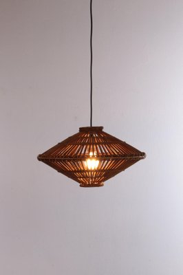 French Bamboo Hanging Lamp, 1960s-EZZ-1286566