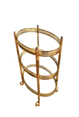 French Bar Cart in Brass and Glass from Maison Baguès, 1950s-DZY-1794456