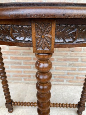 French Barley Table with Lentil Legs, Late 19th Century-NOU-1806363