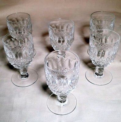 French Beaux-Art Style Ground Crystal Liqueur Glasses, 1920, Set of 6-QRS-1385435