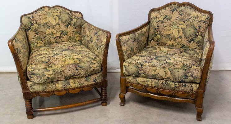 French Beech Armchairs, Early 20th Century, Set of 2-RIU-901311