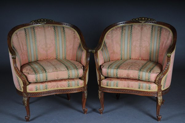 French Beechwood Canape Sofa & Armchairs, 1900s, Set of 3-FLW-1402248