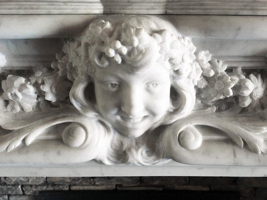 French Belle Epoque Statuary Marble Mantelpiece, 1880-TDA-1376445