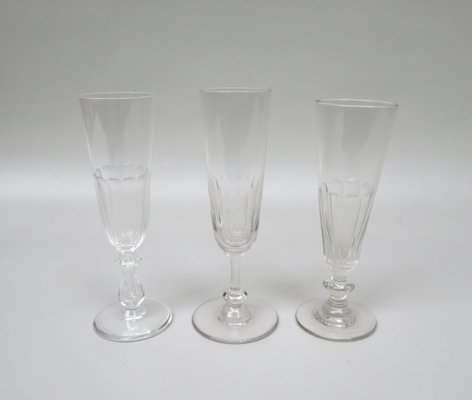 French Biedermeier Handblown Champagne Flutes, Set of 6-EY-1074302