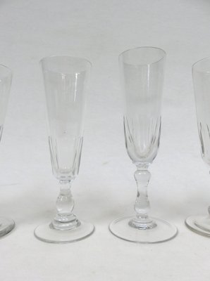 French Biedermeier Handblown Champagne Flutes, Set of 6-EY-1059246