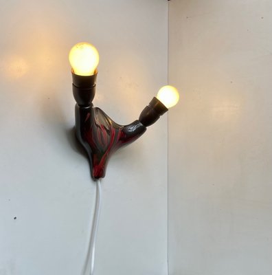 French Biomorphic Wall Sconce in Glazed Ceramic, 1960s-LCR-1395931