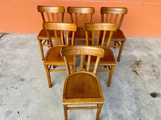 French Bistro Chairs, 1950s, Set of 6-GQM-2020124