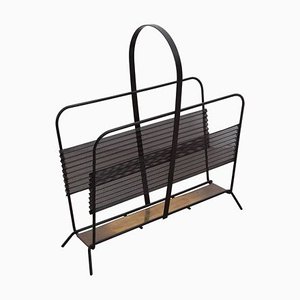 French Black and Brass Magazine Rack or Stand by Mathieu Matégot, 1950s-SFD-631627