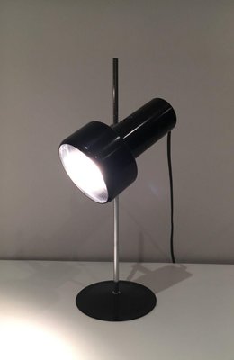 French Black Lacquered Metal and Chrome Adjustable Lamp, 1970s-BA-1365875