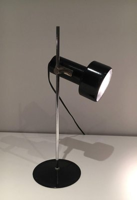 French Black Lacquered Metal and Chrome Adjustable Lamp, 1970s-BA-1365875