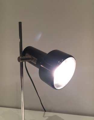 French Black Lacquered Metal and Chrome Adjustable Lamp, 1970s-BA-1365875