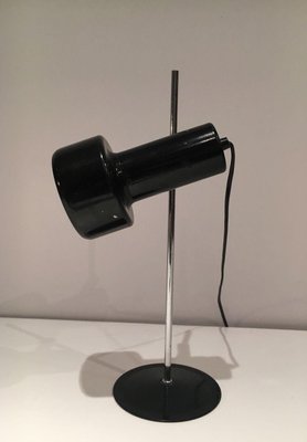 French Black Lacquered Metal and Chrome Adjustable Lamp, 1970s-BA-1365875