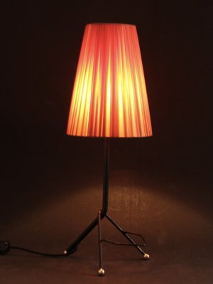 French Black & Red Tripod Table Lamp, 1950s-SY-1209340