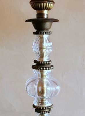 French Blown Glass & Brass Floor Lamp-QRS-1228648