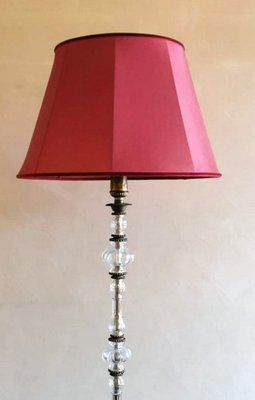 French Blown Glass & Brass Floor Lamp-QRS-1228648